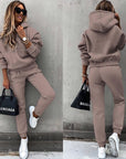 women's hooded two-piece tracksuit joggers