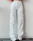 women's high waist cargo jeans with pockets