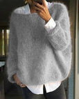 Women's knit jumper in pink, long sleeve comfortable fit, soft winter knitwear for women