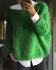 Women's knit jumper in pink, long sleeve comfortable fit, soft winter knitwear for women