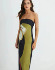 Abstract Calla Lily Maxi Dress With Strapless Neckline 4
