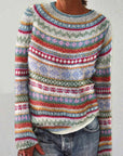 Women's wool jumper in blue, fine knit design, warm winter knitwear for women
