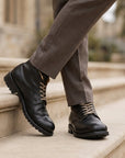 Men's classic black leather lace-up boots