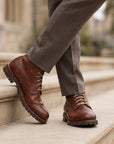 Men's classic black leather lace-up boots