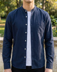 Men's light blue long sleeve button-up shirt