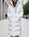 Women's black long quilted puffer parka