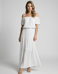 Women’s white women's off-shoulder maxi dress