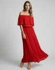 Women’s white women's off-shoulder maxi dress
