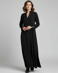Women’s black women's minimalist maxi dress v-neck