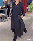 Women’s black women's minimalist maxi dress v-neck