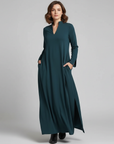 Women’s black women's minimalist maxi dress v-neck