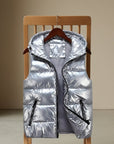 Women's light gray quilted padded vest