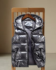 Women's light gray quilted padded vest