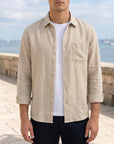 Men's beige linen shirt