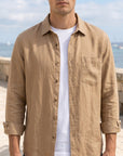 Men's beige linen shirt