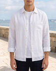 Men's beige linen shirt