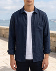 Men's beige linen shirt