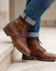 Men's espresso brown rugged leather boots