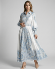 Women’s blue women's printed a-line dress belt