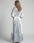 Women’s blue women's printed a-line dress belt