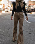 women's high waist flared corduroy trousers