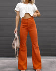 women's high waist flared corduroy trousers