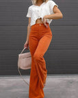 women's high waist flared corduroy trousers