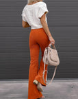 women's high waist flared corduroy trousers