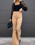 women's high waist flared corduroy trousers