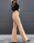 women's high waist flared corduroy trousers