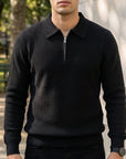 Men's chestnut tan quarter-zip sweater