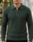 Men's chestnut tan quarter-zip sweater