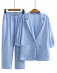 Women’s blue women's linen jumpsuit wide leg