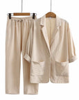Women’s blue women's linen jumpsuit wide leg