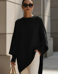 Women's beige graceful knit jumper with soft drape