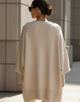 Women's beige graceful knit jumper with soft drape