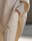 Women's beige graceful knit jumper with soft drape