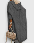 Women's beige longline hooded knit cardigan
