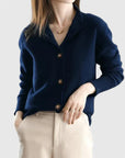 Women's beige minimalist soft knit cardigan