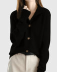 Women's beige minimalist soft knit cardigan