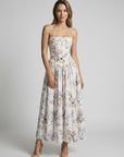 Women’s white and purple women's floral corset midi dress