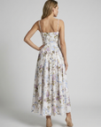 Women’s white and purple women's floral corset midi dress