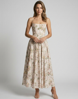 Women’s white and purple women's floral corset midi dress