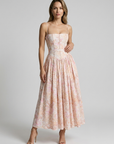 Women’s women's floral corset midi dress