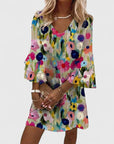 Charming Floral Womens Dress With V-Neckline 0