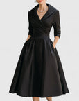 Charming Midi Dress With Flared Skirt & V-Neck 1