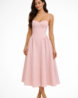 Charming White Midi Dress With Corset Design 0