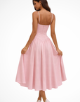 Charming White Midi Dress With Corset Design 1