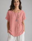 White Blouse With Short Sleeves For Women