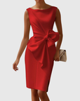 Chic Midi Dress With Sculpted Bow Detail 1